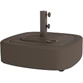 Outsunny Patio Umbrella Base with Wheels for 1.5"/1.9" Poles Brown | 110 lbs. Sand or 86 lbs. Water Filled, Outdoor Umbrella Stand Holder, Lawn, Poolside