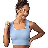 Floatley Seamlessly Square Neck Longline Easy Pullover Medium Impact Sports Bra Comfort Wirefree with Embedded Pads for Women