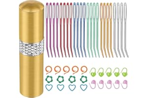 Nitlak 48 Pcs Yarn Needle Kit, Tapestry Needles Bent, Large Eye Sewing Needle,Hand Sewing Needles with Stitch Markers, Needle Storage Bottle for Tapestry, Sewing, Weaving