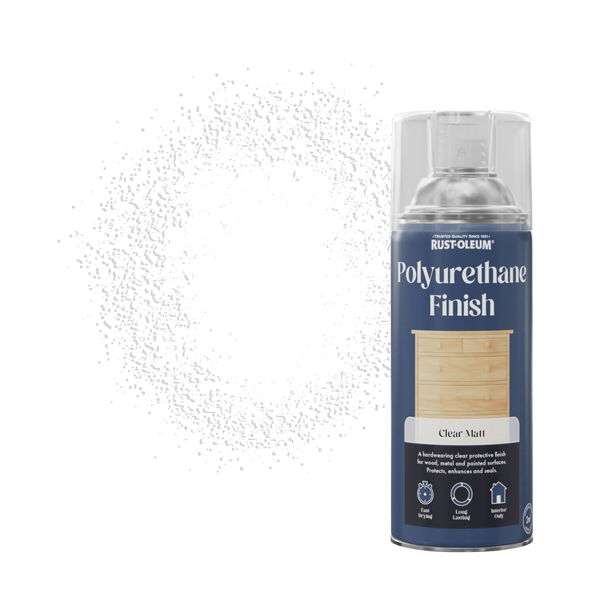 Rust-Oleum 400ml Polyurethane Varnish Spray Paint Aerosol - Clear Matt