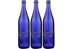 Saratoga Sparkling Spring Water, 28oz Cobalt Blue Glass Bottle (Pack of 3, Total of 84 Fl Oz)