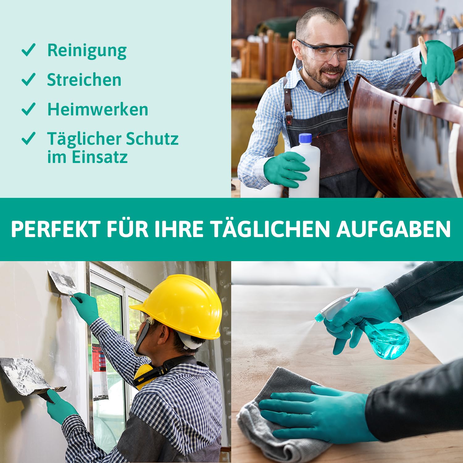 Ansell TouchNTuff 92-600,Nitril- Einmalhandschuhe, Einweghandschuhe für Lebensmittel, Chemikalienschutzhandschuhe mit hohem Schutz, Latexfreie Handschuhe, Grüne Nitrilhandschuhe, 100 Stück, Gr. L 4