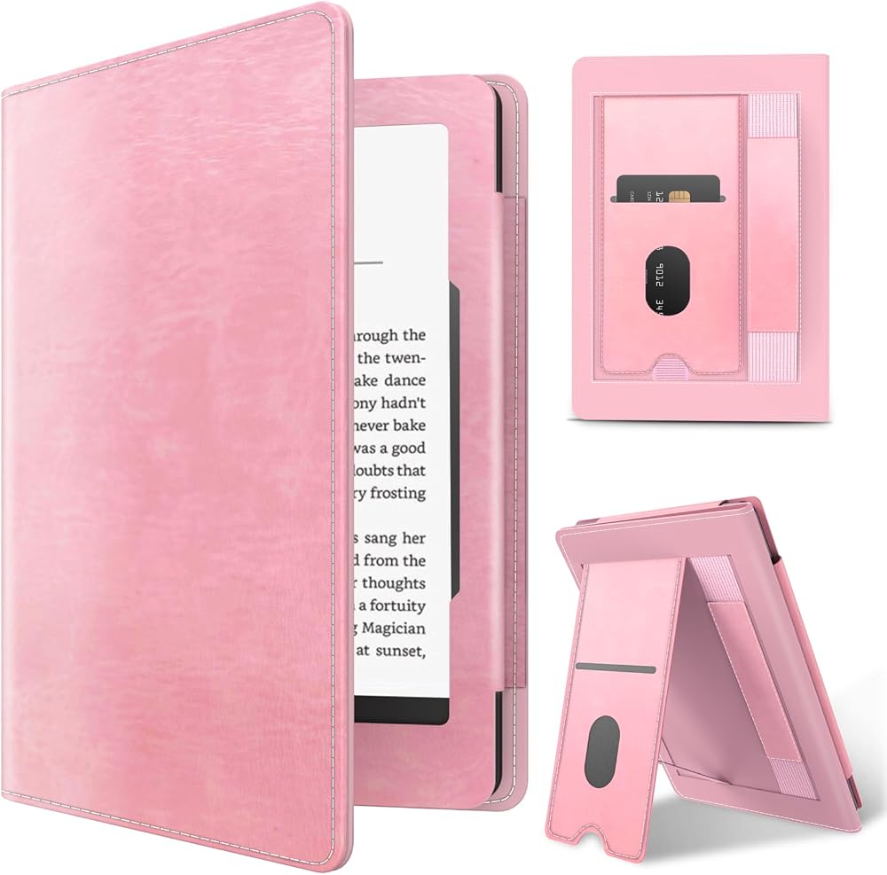 MMK Kindle Paperwhite Case 7/6.8 Premium PU Leather Smart Cover Pink