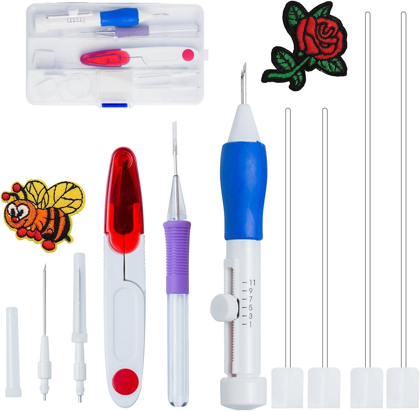 Embroidery Stitching Punch Needle - Free Rose Embroidery Punch Pen Set,Embroidery Patterns Punch Needles Kit Knitting Sewing Tool for Threaders DIY Sewing