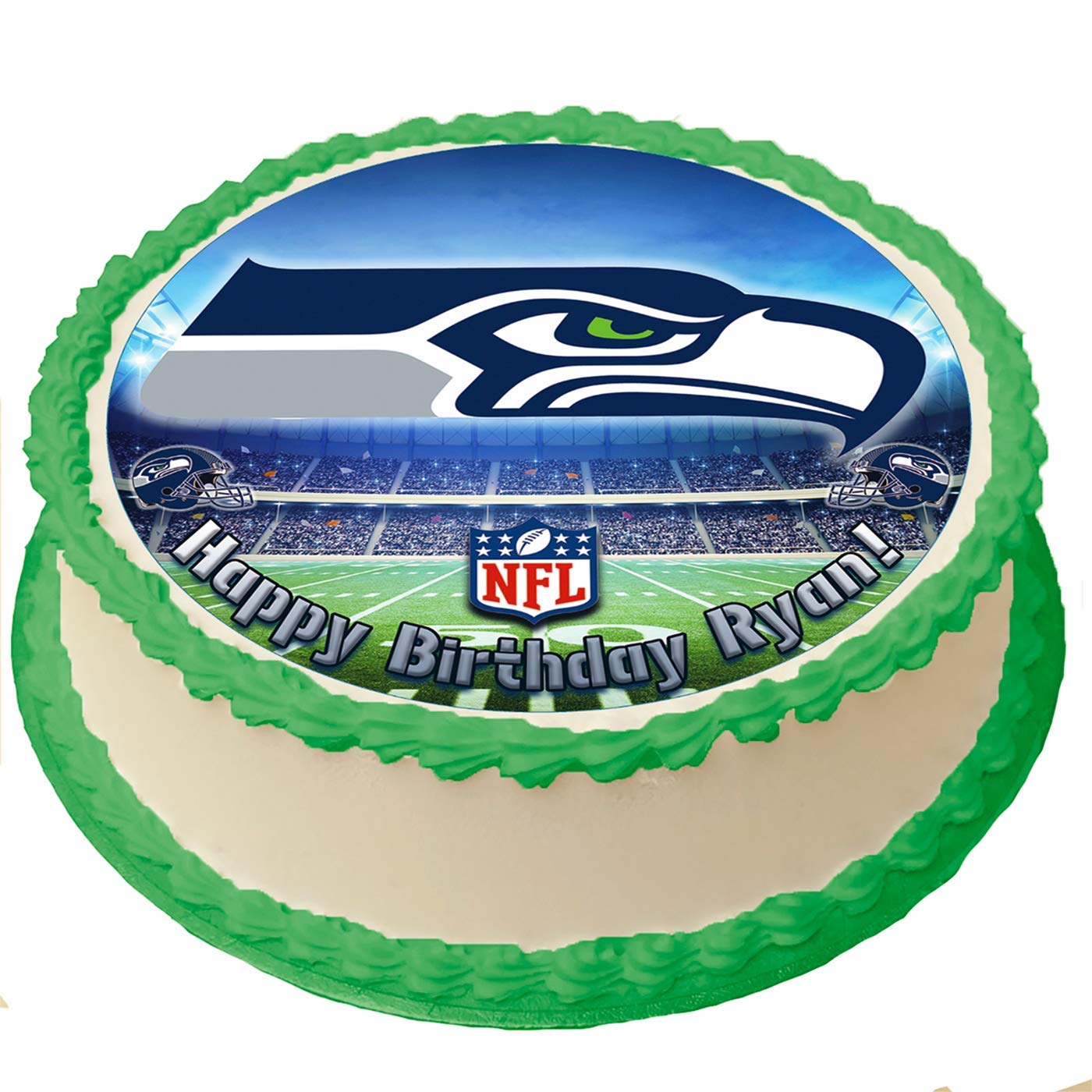 Seattle Seahawks Nfl Personalized Cake Topper Icing Sugar Paper 8 Inches Round Sheet Edible Frosting Photo Birthday Cake Topper Amazon Com Grocery Gourmet Food