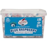 Red Bird Blue Raspberry Candy Mints, Bulk Individually Wrapped Soft Puffs, 22 oz Tub