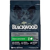 Blackwood Grain Free Small Breed Dry Dog Food, Turkey & Lentils Recipe, 4.5 Pound Bag for All Life Stages, Slow Cooked with Taurine and Fish Oil to Promote Heart Health