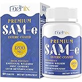 1200 MG SAM e Supplement for Brain, Mood, Joint, and Liver, High Absorption SAM-e (S-Adenosyl-L-Methionine) with CoQ10, 5-HTP, Enteric Coated 60 Tablets, Vegan