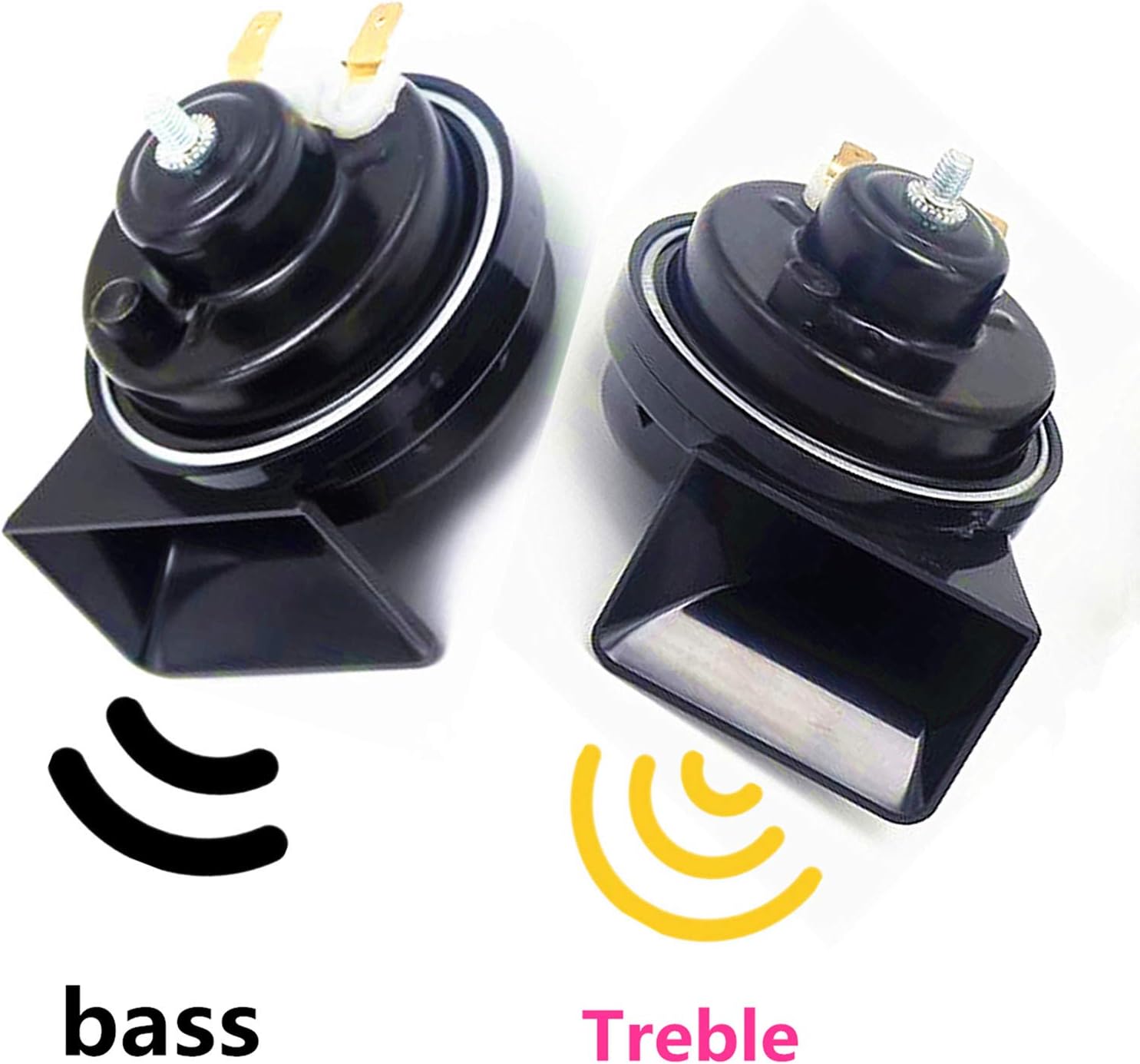 Viping Car Horn Car Snail Horns 130DB Truck Horn Air Horn Double Tone Loud Speaker Black Electric Horn High Tone and Low Tone Horn Waterproof Horns for Any 12V Boat Ship car Moto Vans Truck etc: Automotive
