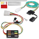 MECMO 4-Pin Trailer Wiring Harness 56217 for 2008-2019 Toyota Highlander, for 2018-2022 Lexus RX 350/350L, Custom 4 Way Flat T-Connector Plug and Play Towing Hitch Wire for Trailer Light Connect