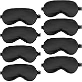 Jeffbaubl 8 Pack Sleep Mask, Soft Satin Eye Covers for Sleeping,Silk Sleep Eye Mask with Elastic Strap, Effective Shading Blindfold for Women Men, Night Eyeshade for Travel Nap Yoga (Black)