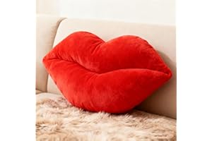 Lips Throw Pillow,Velvet Soft Lip Shaped Decorative Pillow with Insert, for Bedroom, Living Room, Car Decor - Present for Hom