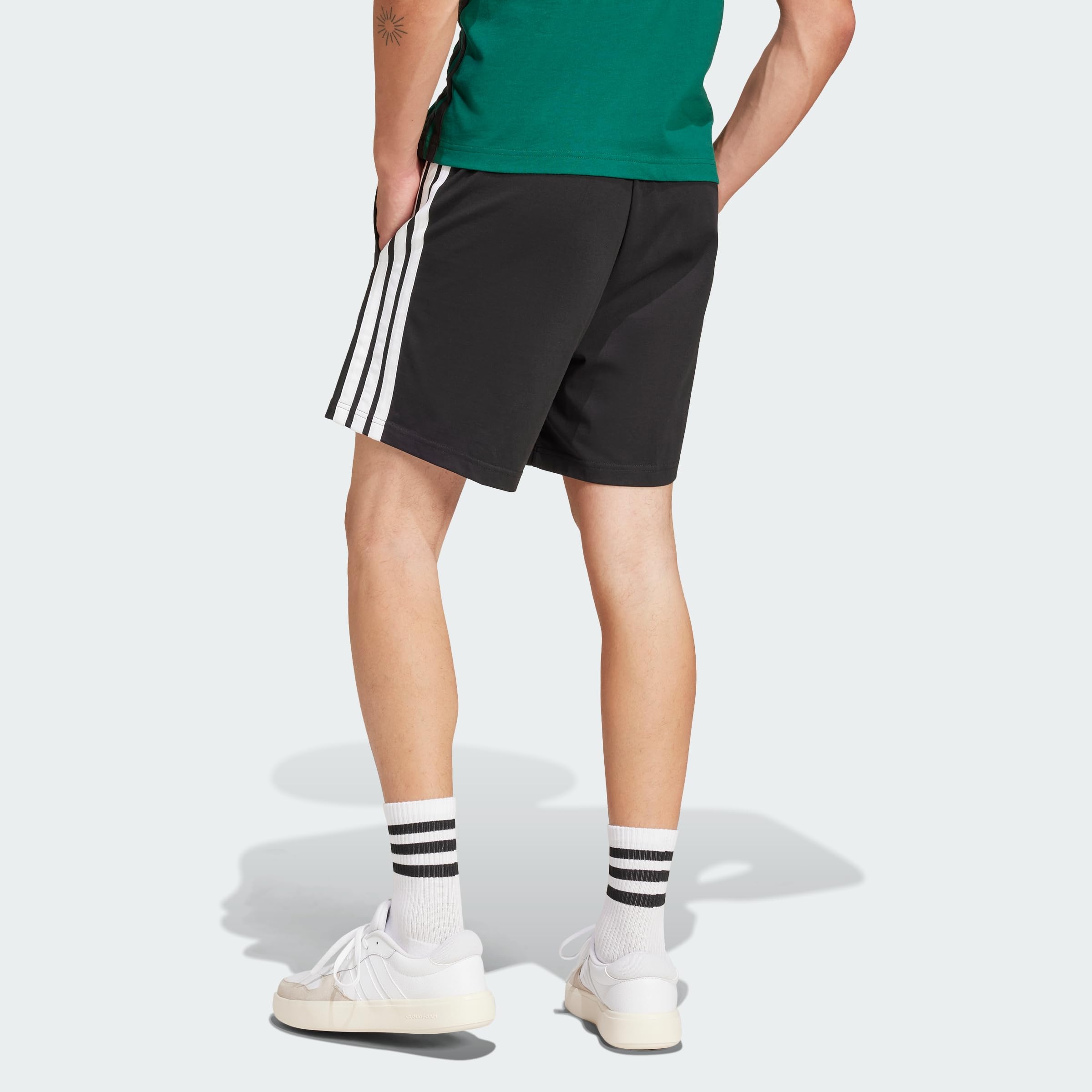 adidas Men's Essential Three Stripes Single Jersey Short 7IN, Black/White, L 4