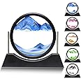 Liangding Moving Sand Art Liquid Motion,3D Flow Sand Painting Quicksand Decor,Stress Relief Moving Sand Art Picture with Round Glass for Office Home Decoration