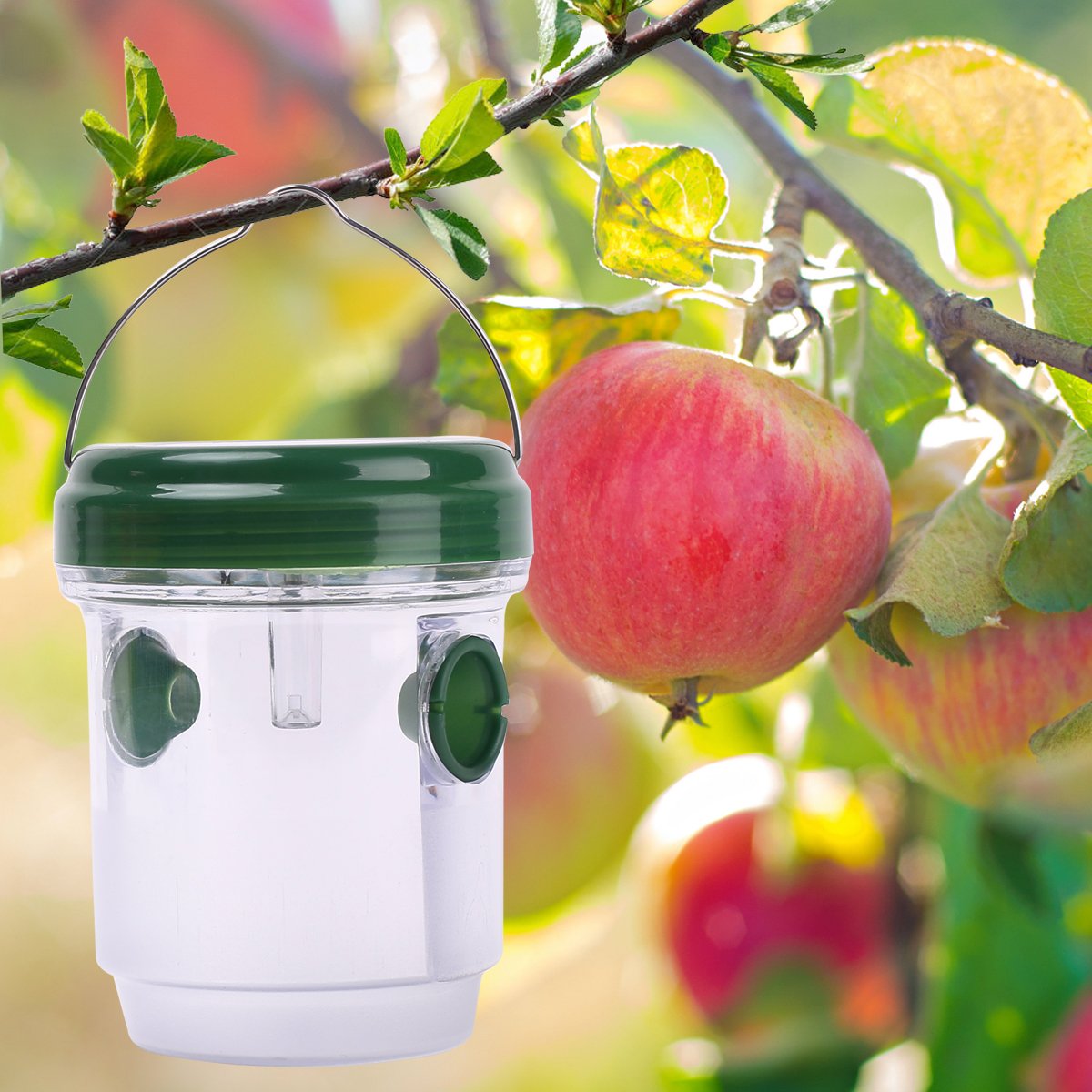 HUYIJJH Wasp Trap Catcher Solar Powered Killer Repellent Outdoor Reusable with Ultraviolet LED Light for Bees, Wasps, Hornets, Yellow Jackets and More (2 Pack)