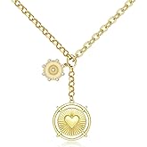 BONJOULRY Chunky Gold Necklace for Women, 18K Waterproof Heart Necklace Statement Necklace Gold Charm Necklace Chunky Jewelry Paperclip Chain Choker Gift for Women