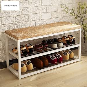 Ibuprofen Rack para Zapatos Asiento de Gamuza Zapato de Madera Estante