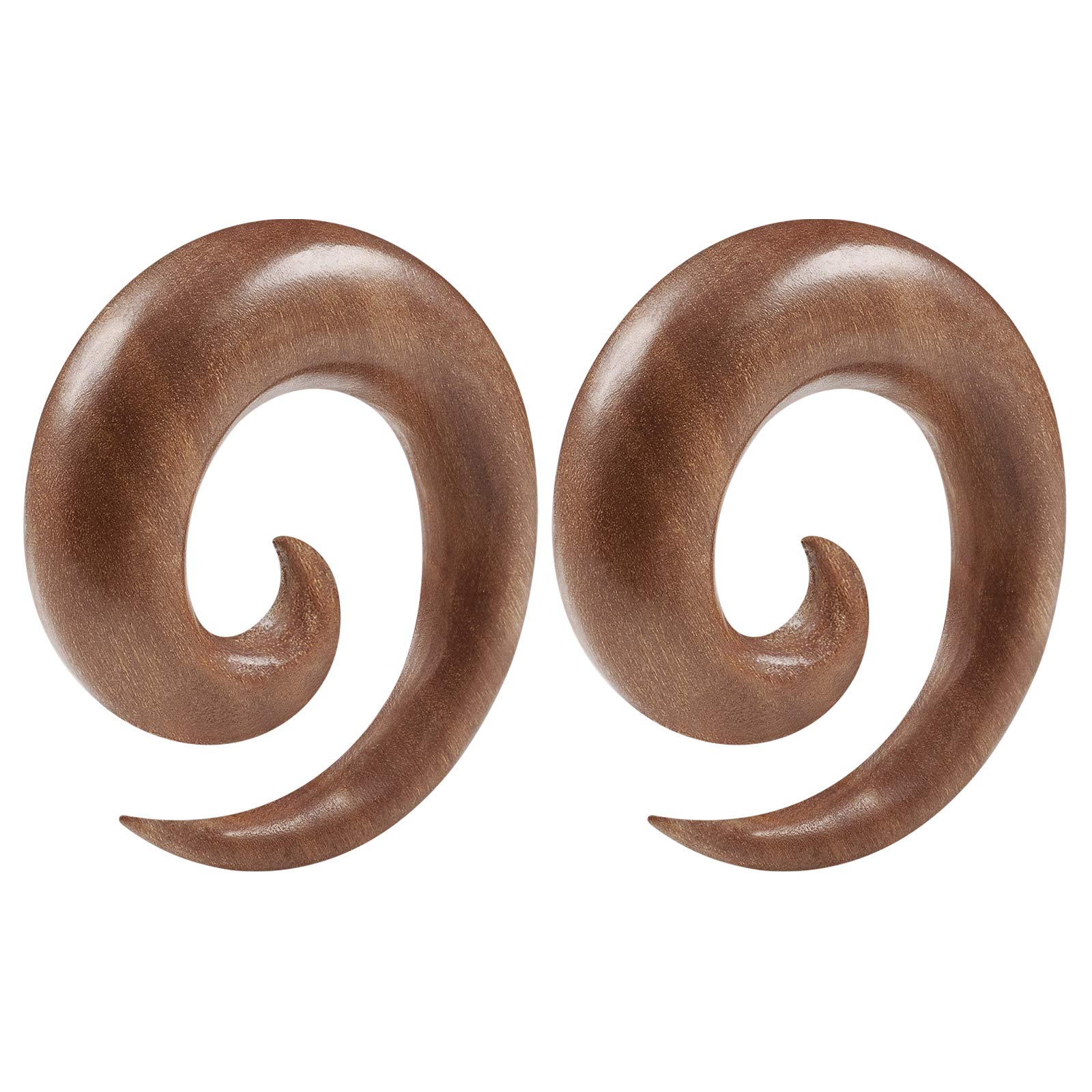 Pair of Sawo Wood 12 mm Spiral Coil Taper Expander Piercing Jewellery Ear Stretcher Earring Stretching Lobe Plugs BG5322K