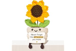 AceThrills Thank You Gifts Never Forget The Difference That You Make-Positive Handmade Crochet Sunflower - Retirement Appreciation Farewell Gifts for Women Friends Teacher Mentor Sister Nurse Coworker