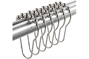 Titanker Shower Curtain Hooks Rings, Rust-Resistant Metal Shower Curtain Hooks for Bathroom Shower Rods Shower Hooks Shower Rings for Curtain - Set of 12, Nickel
