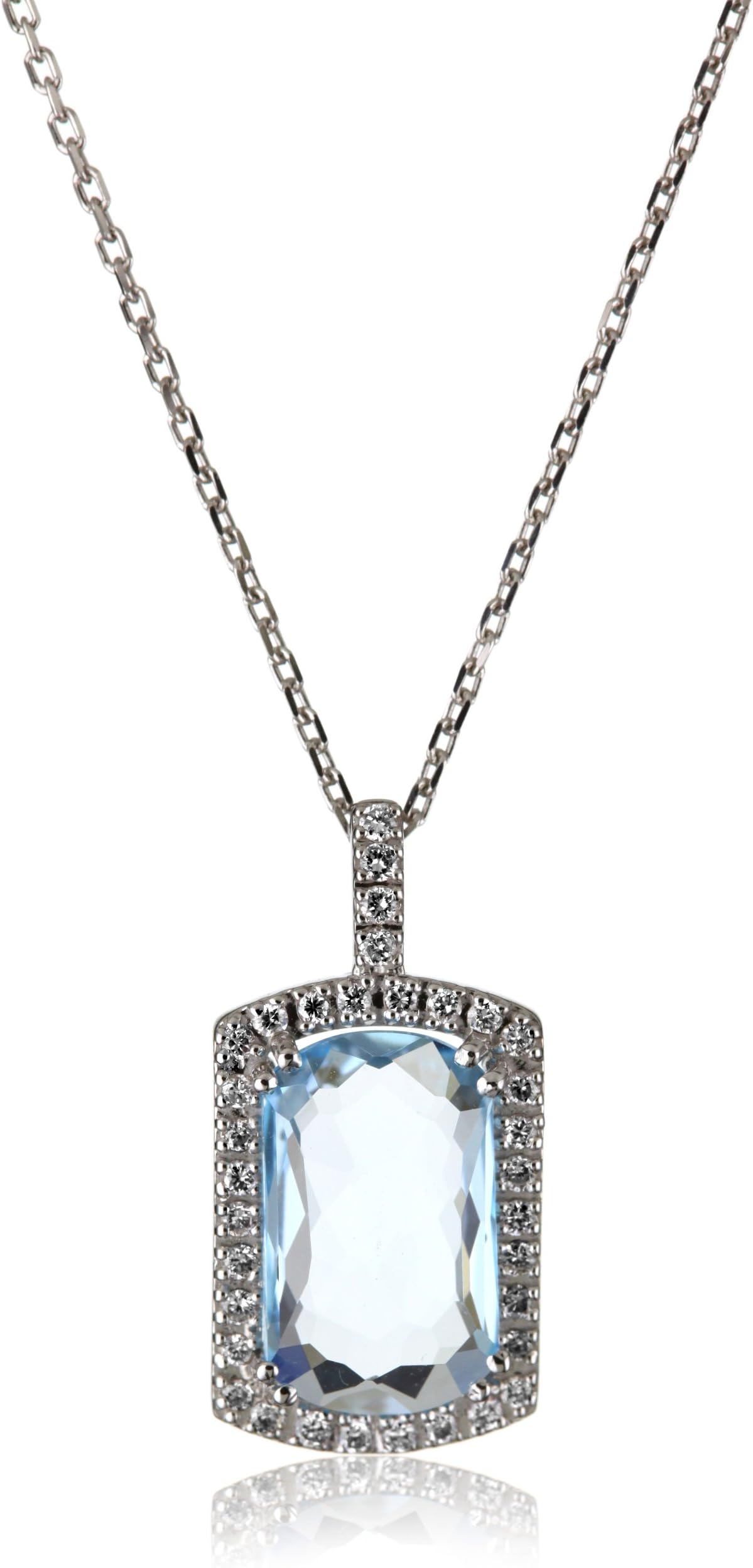 Suzanne Kalan The Classics Barrel Blue Topaz and Diamond (.21 cttw, F-G Color, SI1-SI2 Clarity) Necklace