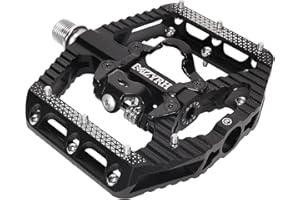 MZYRH MTB Mountain Bike Pedals 3 Bearing Flat Platform Compatible with SPD,Dual Function Sealed Clipless Aluminum 9/16" Pedals with Cleats for Road