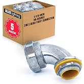 SELECT 5 Pack Lighting 90-Degree Zinc Liquid Tight Connector, 1-1/4 Inch Electrical Connectors, Conduit Fittings, Safe and Rust Resistant