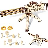 VATOS 3D Wooden Puzzles Model for Adults,344 Piece Wooden Puzzle Machine Gun with Rubber Bands,DIY Wood Puzzles Building Model Kits - Excellent Gift for Adult, Teens and Craft Enthusiasts (Ages 14+)
