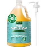 Yoken Pure Castile Liquid Soap 128 Oz Unscented Body Wash Dishes with Pump | No Fragrance Vegan Natural Laundry Dishes Mild S