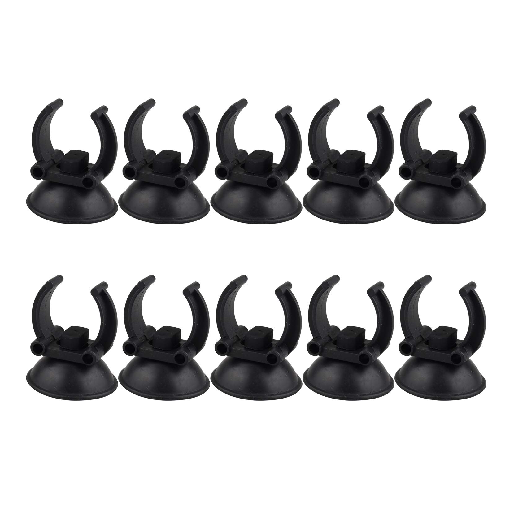 HALJIA 10PCS 23mm Aquarium Fish Tank Suction Cups Airline Hose Pump Air Line Tubing Holder Aquarium Suction Cup Clips Airline Tube Holders Clamps for Fish Tank Black