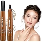 2025 Upgraded Magic Eyebrow Pencil - 3D Waterproof, Sweatproof &amp; Long-Lasting All Day 4-Tip Microblading Brow Pen for Vivid &amp; Hair-Like Brows Contouring &amp; Precise Magic with 4 Fork (Light Brown)