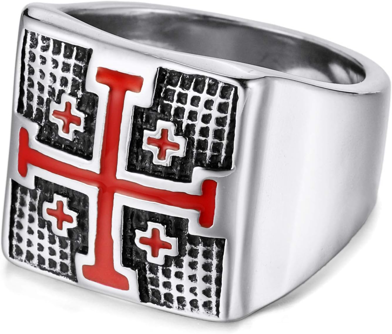 MENDINO Cross Ring, Mens Fashion Jewelry Stainless Steel Rings for Men The Knights Templar