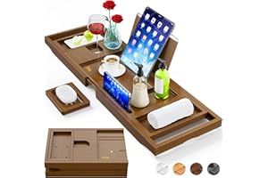 Yirilan Luxury Bathtub Tray Caddy - Expandable Bath Tray - Unique House Warming Gifts, New Home, Anniversary & Wedding Gifts for Couple, Bridal Shower Gift for Women