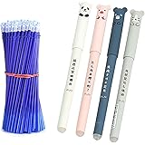 HUIHE 4 PCS 0.35mm Erasable Gel Ink Pen with 20 Pcs Matching Refill,Cute Animal Pen Gift Pens for Student Gift Stationery Off