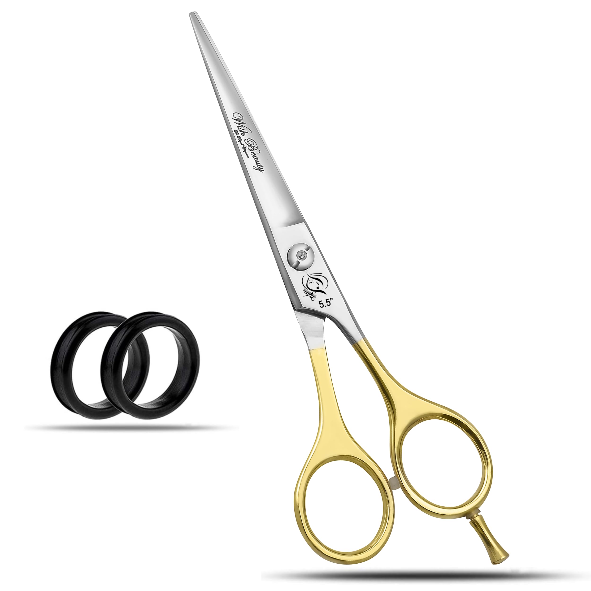 Wishbeauty, Hairdressing Scissors for Hair Cutting - Stainless Steel 5.5 inch Hair Scissors with Sharp Edge Hair Cutting Scissors - Barber Scissors with Pouch for Salon, Home, Men, Women (5.5 inch)
