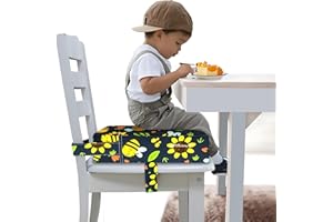 FUNCORITY Toddler Booster Seat for Dining Table, Portable Booster Seat for Kitchen Chair, 4 Inch High-Density Foam Cushion with Adjustable Safety Straps and Non-Slip Bottom, Perfect for Kids Travel and Daily