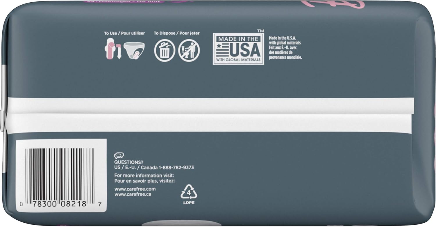 Carefree Breathe Ultra Thin Overnight Pads with Wings, Irritation-Free Protection, 24 Count: Health & Personal Care