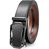 JASGOOD Mens Belt Ratchet Leather Belt for Men Dress Casual with Adjustable Buckle, Automatic Slide Belt Comfort Trim to Fit