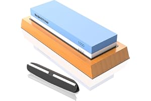 BABOSTOW Premium Whetstone Knife Sharpening Stone 2 Side Grit 1000/6000 Waterstone- Whetstone Knife Sharpener- NonSlip Bamboo Base & Angle Guide
