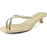 Shoe'N Tale Kitten Heels for Women Flip Flop Heels Round Open Toe Sandals