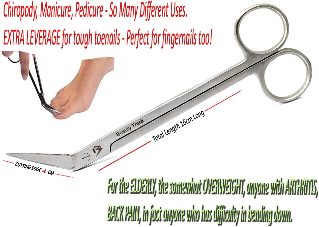 BeautyTrack Toenail Scissor, Right Hand and Left Hand Extra Long