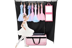 DOKSMERIA Dance Bag with Garment Rack and Curtain, 29" Glitter Rolling Dance Competition Bag with Garment Rack & Wheels, Dance Travel Bag Suitcase for Dancers Performer Artist Livestreamer Athlete