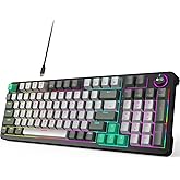 MOFII AK96 Mechanical Gaming Keyboard, Full Keys LED Backlit Programmable, Plug and Play USB A/C Wired Computer Custom Keyboard with Sound/Light Control Knob for Win/Mac - Gray &amp; Black