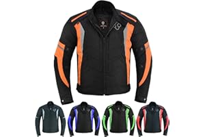 FOXKULL Motorsports Men’s Textile All-Season Motorcycle CE Armored Waterproof Protective with Air Vent Zippers