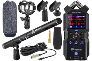 Zoom H4essential New H4n 4-Track Recorder with Ritz Gear Professional Video, Cinema and Broadcasting Shotgun Microphone for Indoor & Outdoor Film, Interview & Studio Complete Recording Kit (Black)