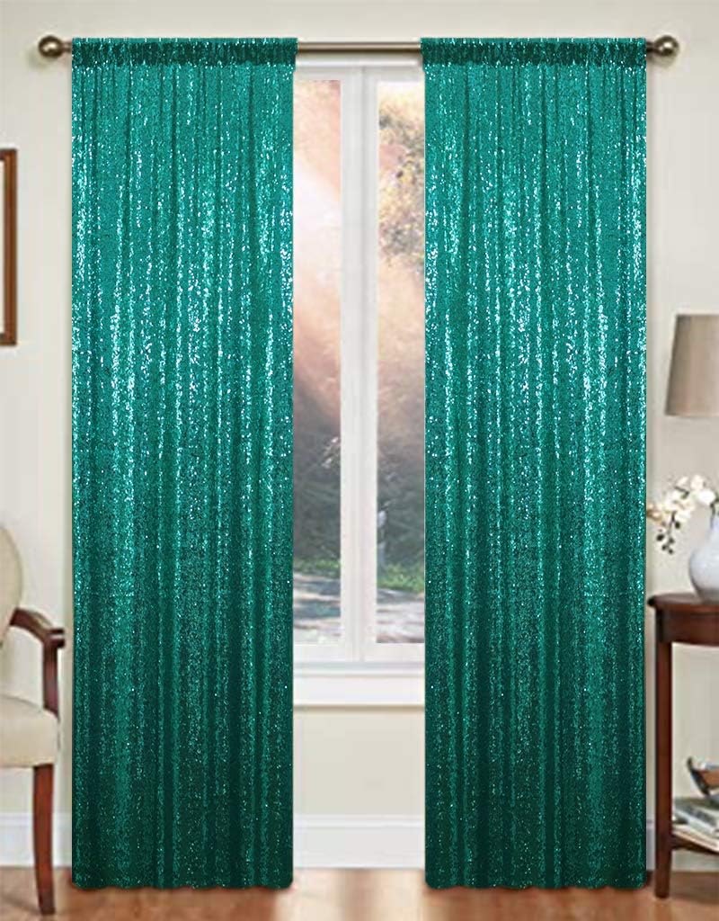 Sequin Curtains 2 Panels 2FTx8FT Green Sequin Curtain Backdrop Sequin