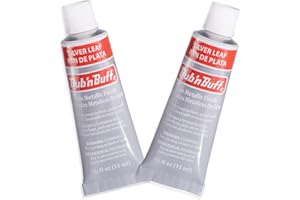 AMACO Rub n Buff Wax Metallic Finish - 2 Rub n Buff Silver Leaf 15ml Tubes - Versatile Gilding Wax for Finishing Furniture An