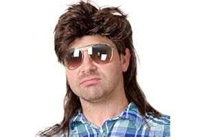 Wigs for Men 80s Costumes Fancy Party Accessory Cosplay Wig Men's wig punk heavy metal shawl curly hair holiday wig (Dark bro