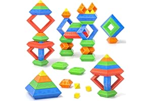 CI VETCH Blocks Building Toys for Toddlers 1-3 3-5, Pyramid Stacking Blocks Preschool Educational Toys for Ages 2 3 4 5 6 Boys & Girls Learning Stem Sensory Toys Kids Birthday, 30PCS