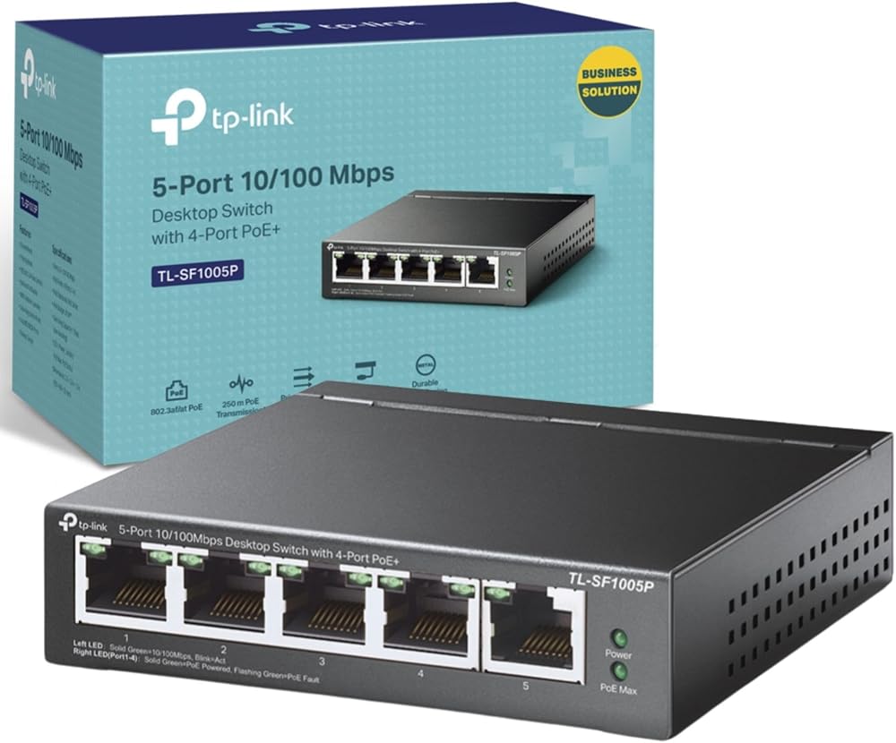 TP-Link TL-SF1005P 5 Port PoE Switch 67W 4 PoE+ Desktop Plug & Play